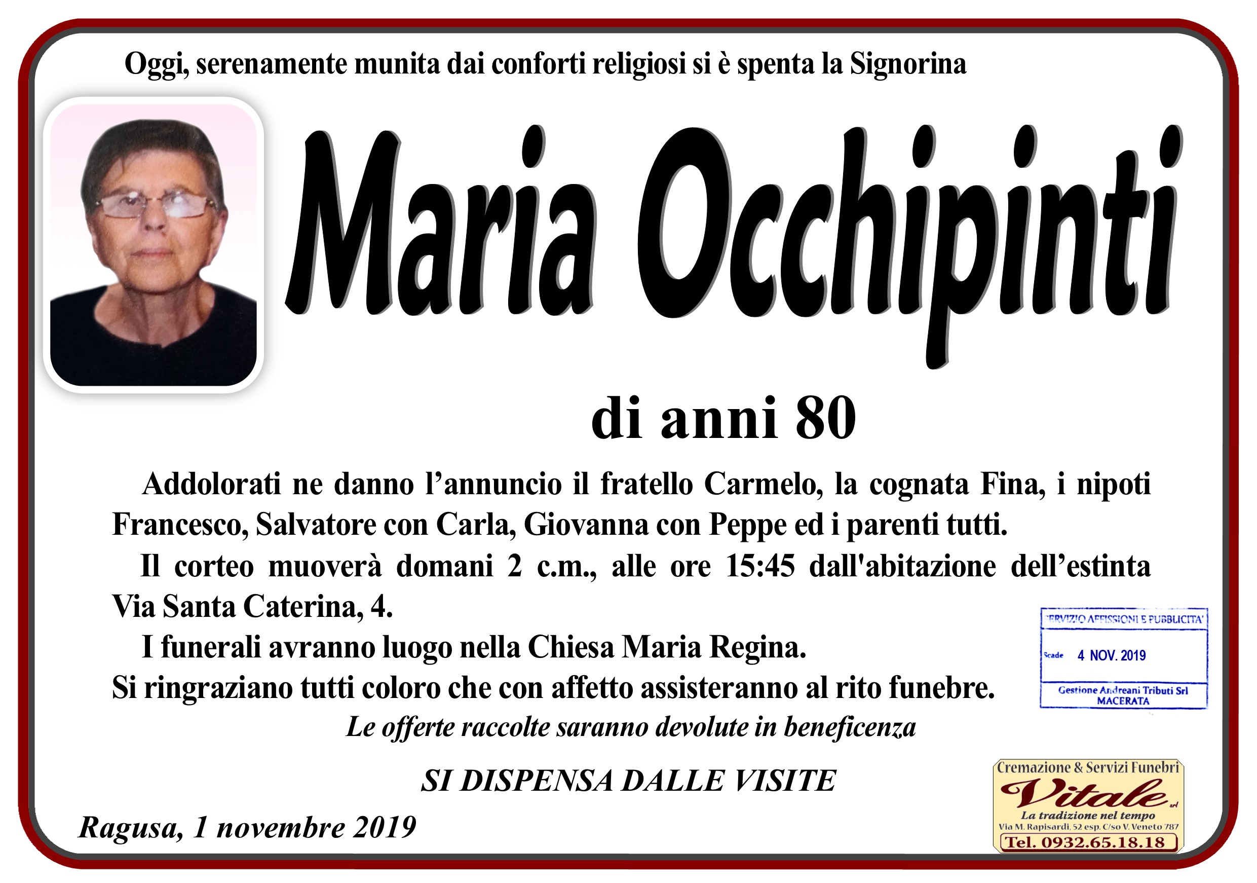 Necrologi: Maria Occhipinti