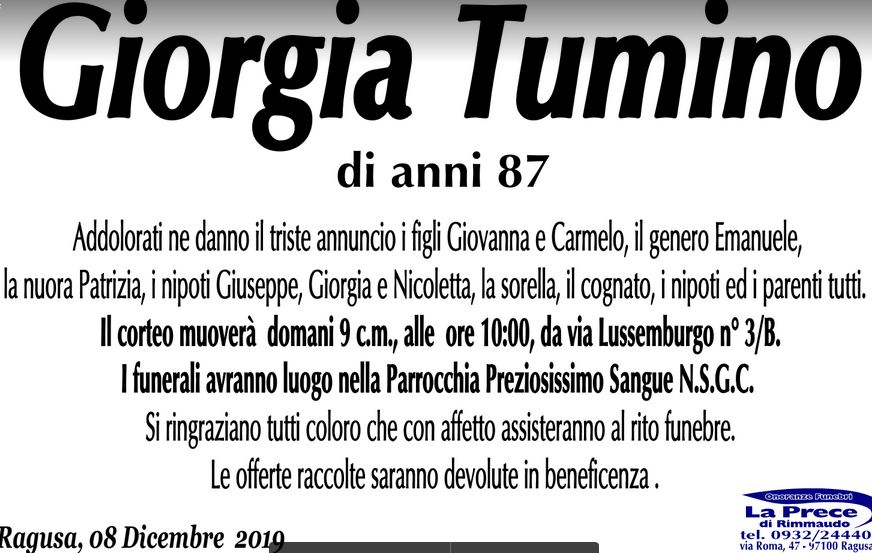 Necrologi: Giorgia Tumino