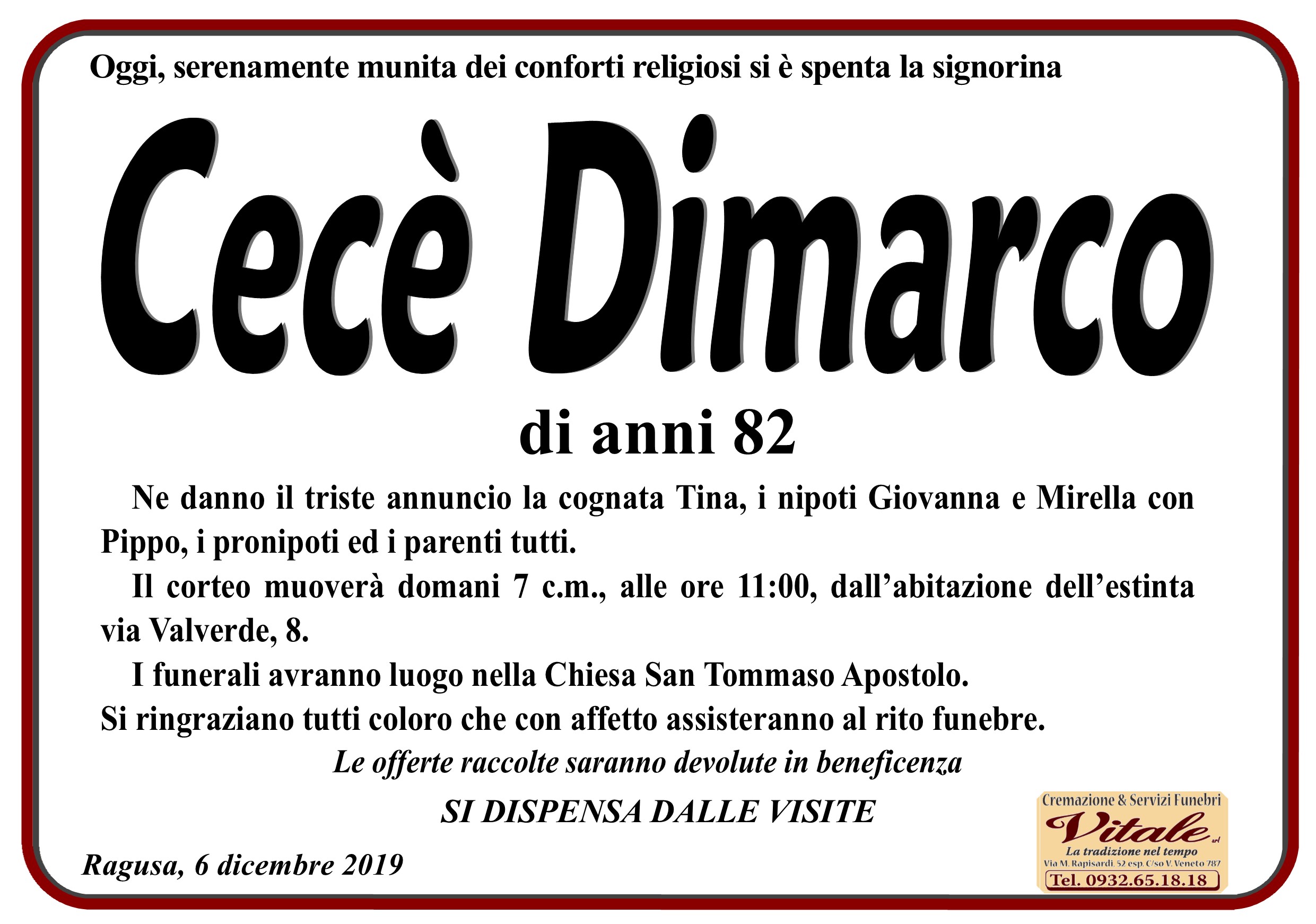 Necrologi: Concetta Dimarco
