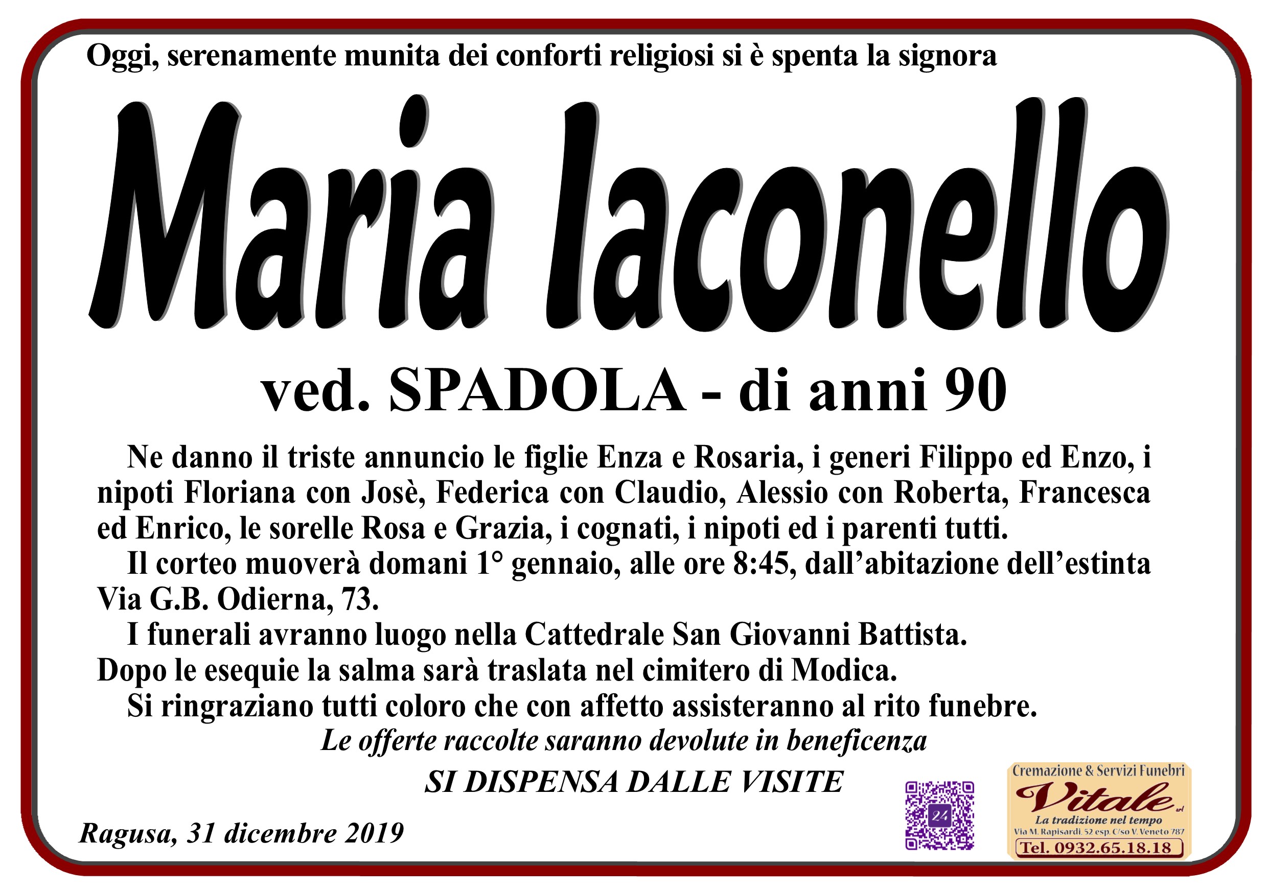 Necrologi: Maria Iaconello