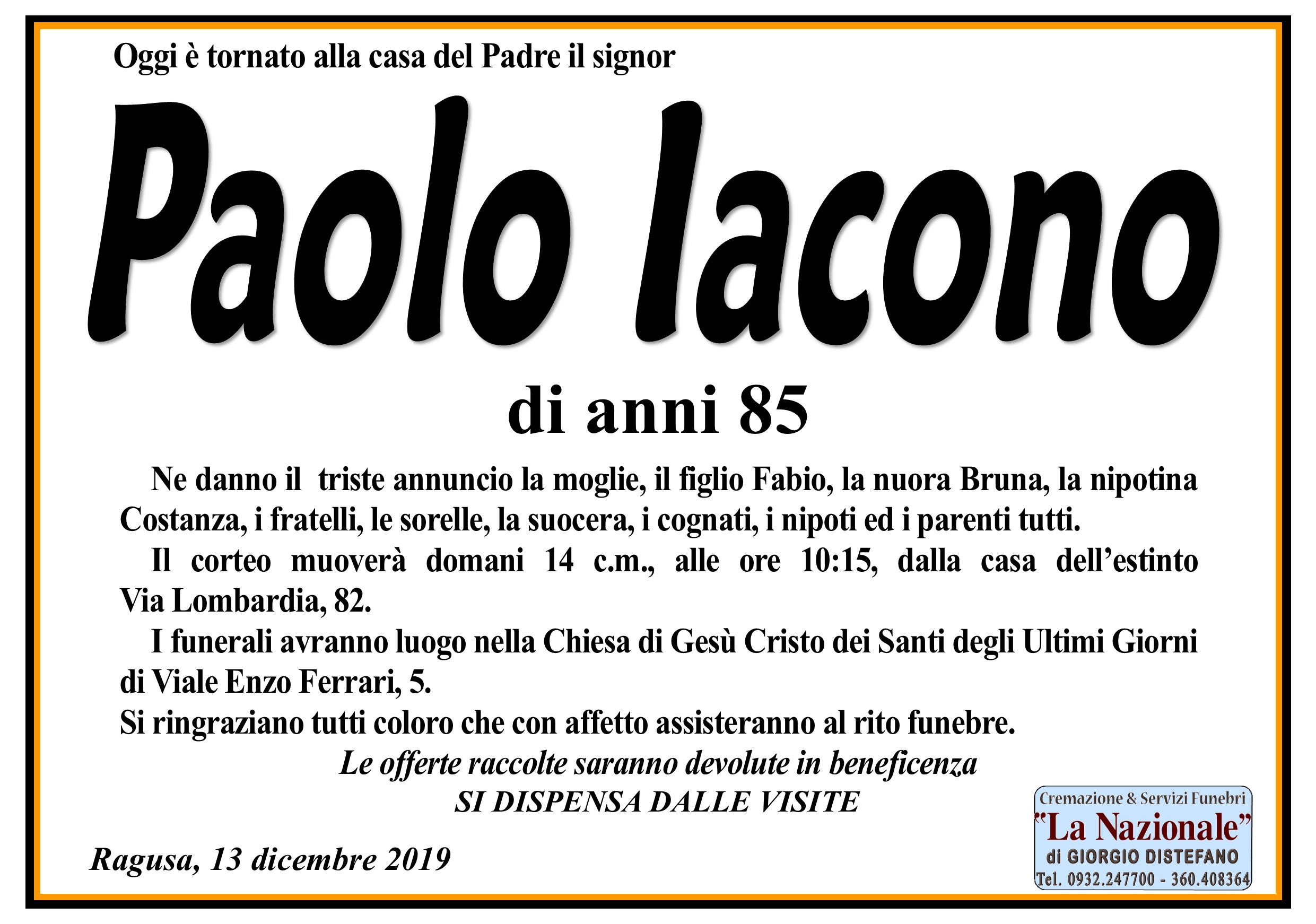 Necrologi: Paolo Iacono