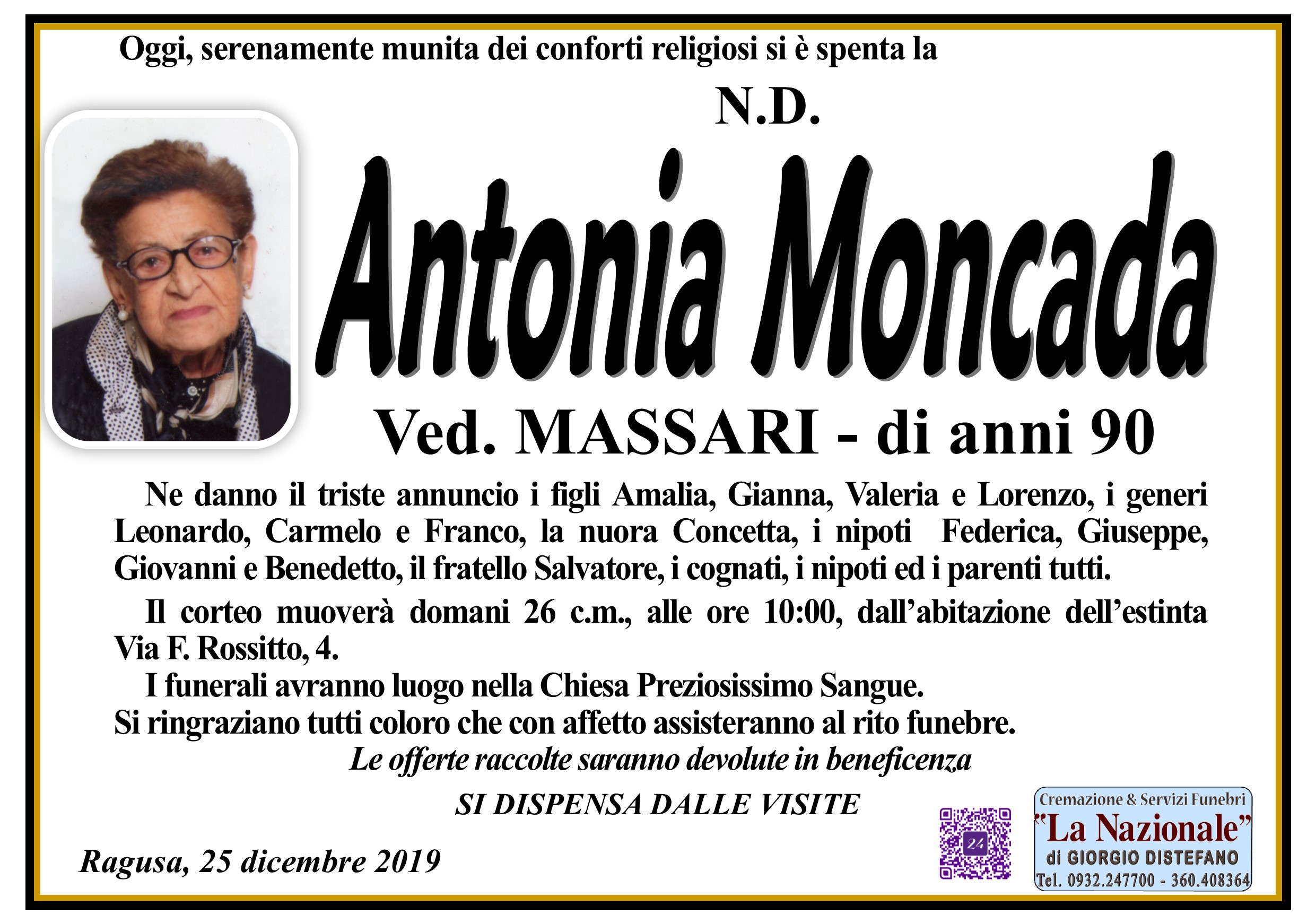 Necrologi: Antonia Moncada