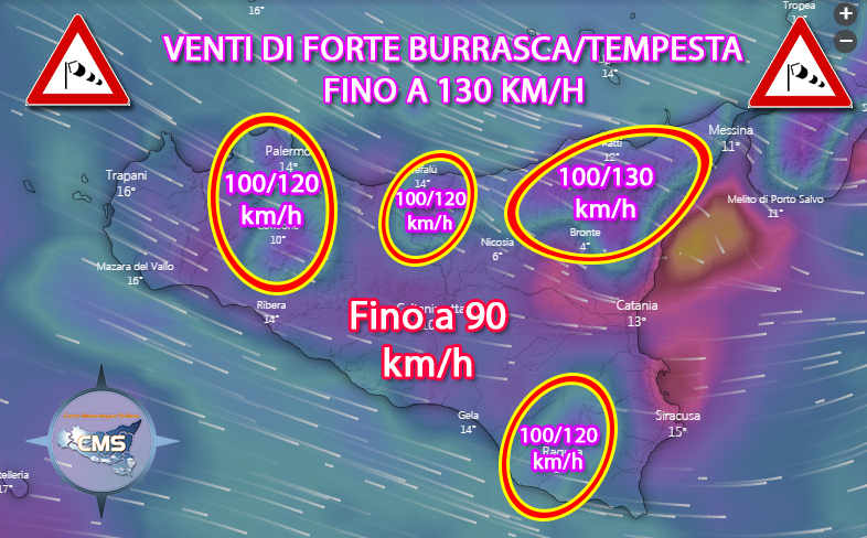 Tempesta di maestrale prevista fra il pomeriggio e la notte: raffiche fino a 130 km/h e mareggiate con onde fino a 6/7 metri