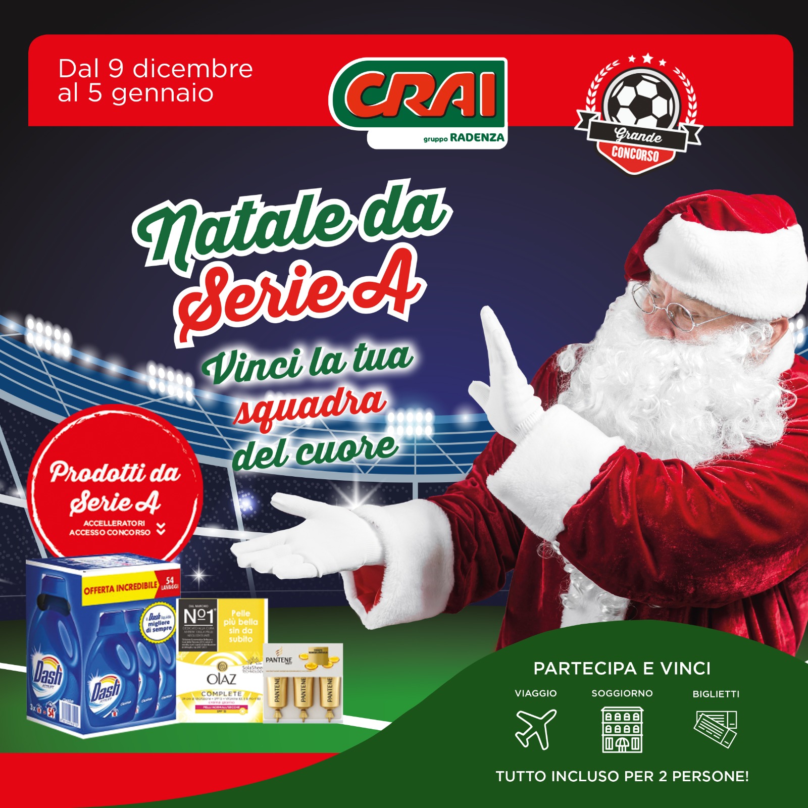 A Natale vinci la partita della tua squadra del cuore. Parte il grande concorso di Crai Gruppo Radenza
