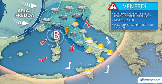Meteo: da venerdì maltempo al Nord, ma per Natale, al sud, potrebbe esserci il sole