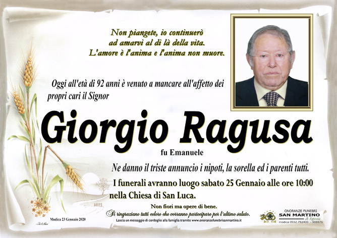 Necrologi Giorgio Ragusa