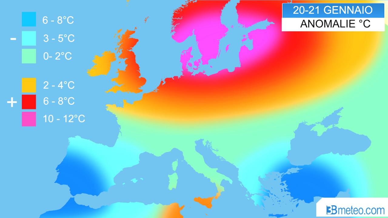 Inverno anomalo: caldo record in Scandinavia, tempeste di pioggia e neve in Spagna. Sull’Italia perturbazione nel weekend
