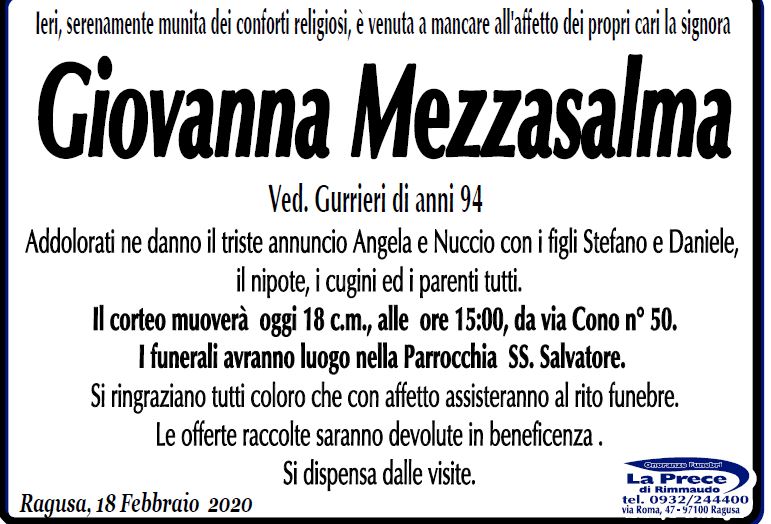 Necrologi: Giovanna Mezzasalma