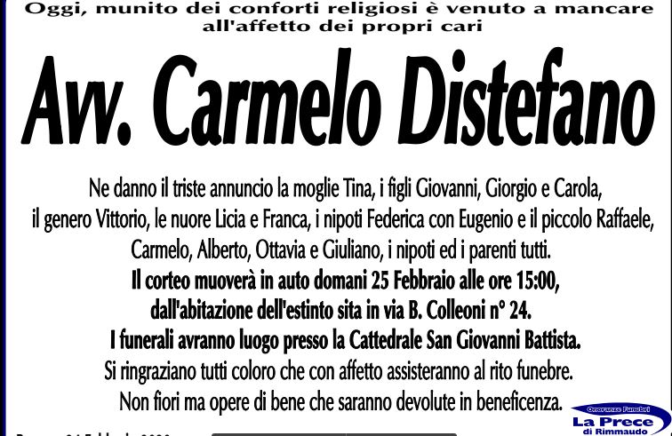 Necrologi: Avv. Carmelo Distefano