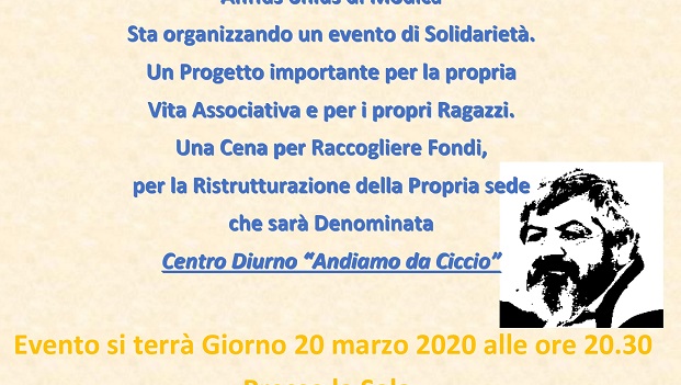 Modica: cena solidale per il nuovo centro diurno “andiamo da Ciccio”