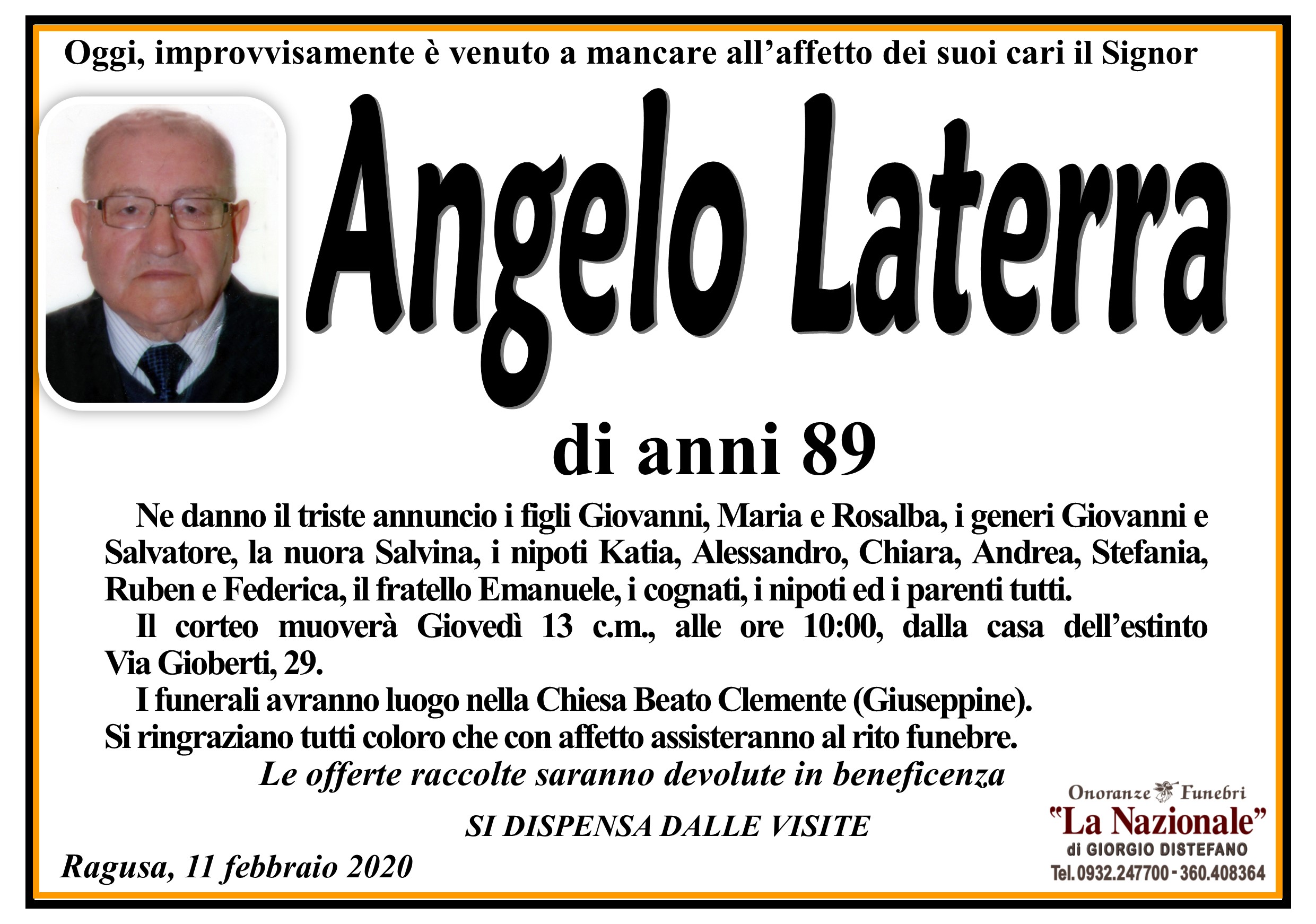 Necrologi: Angelo Laterra