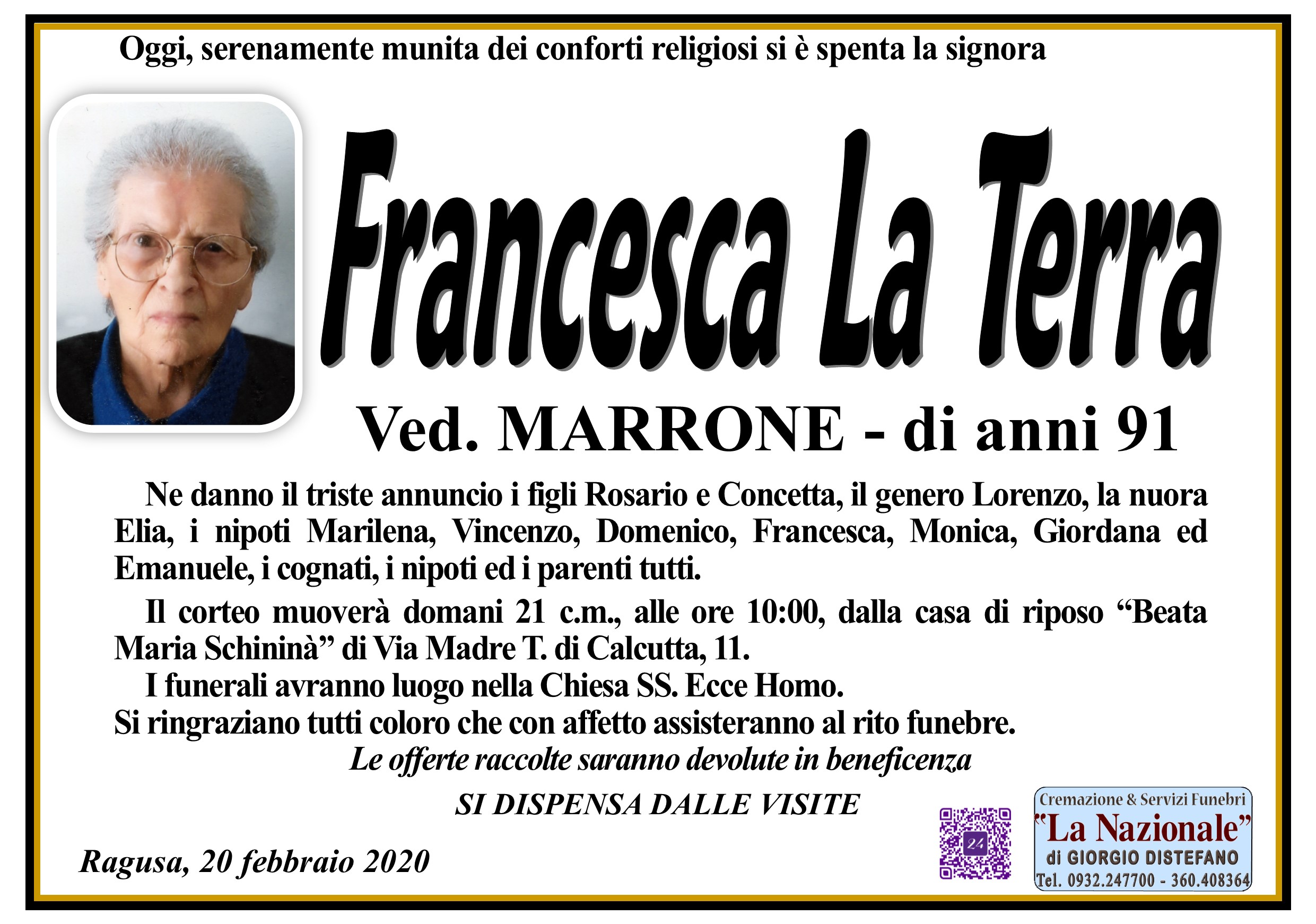 Necrologi: Francesca La Terra