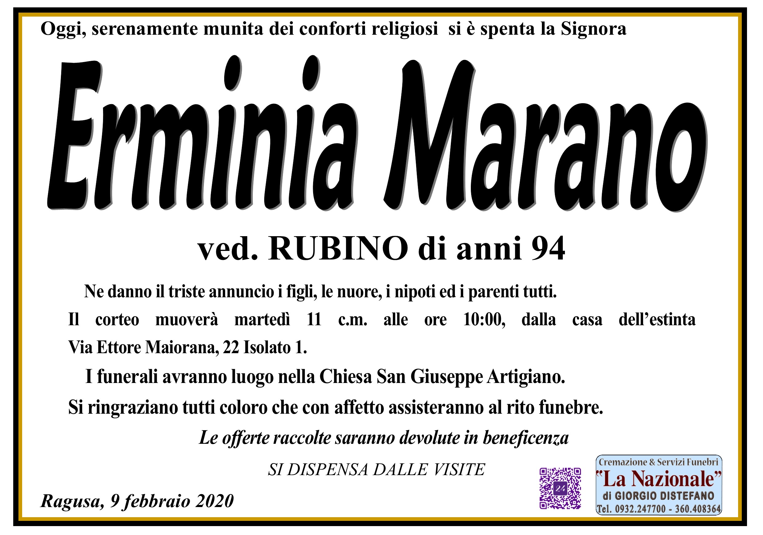 Necrologi: Erminia Marano