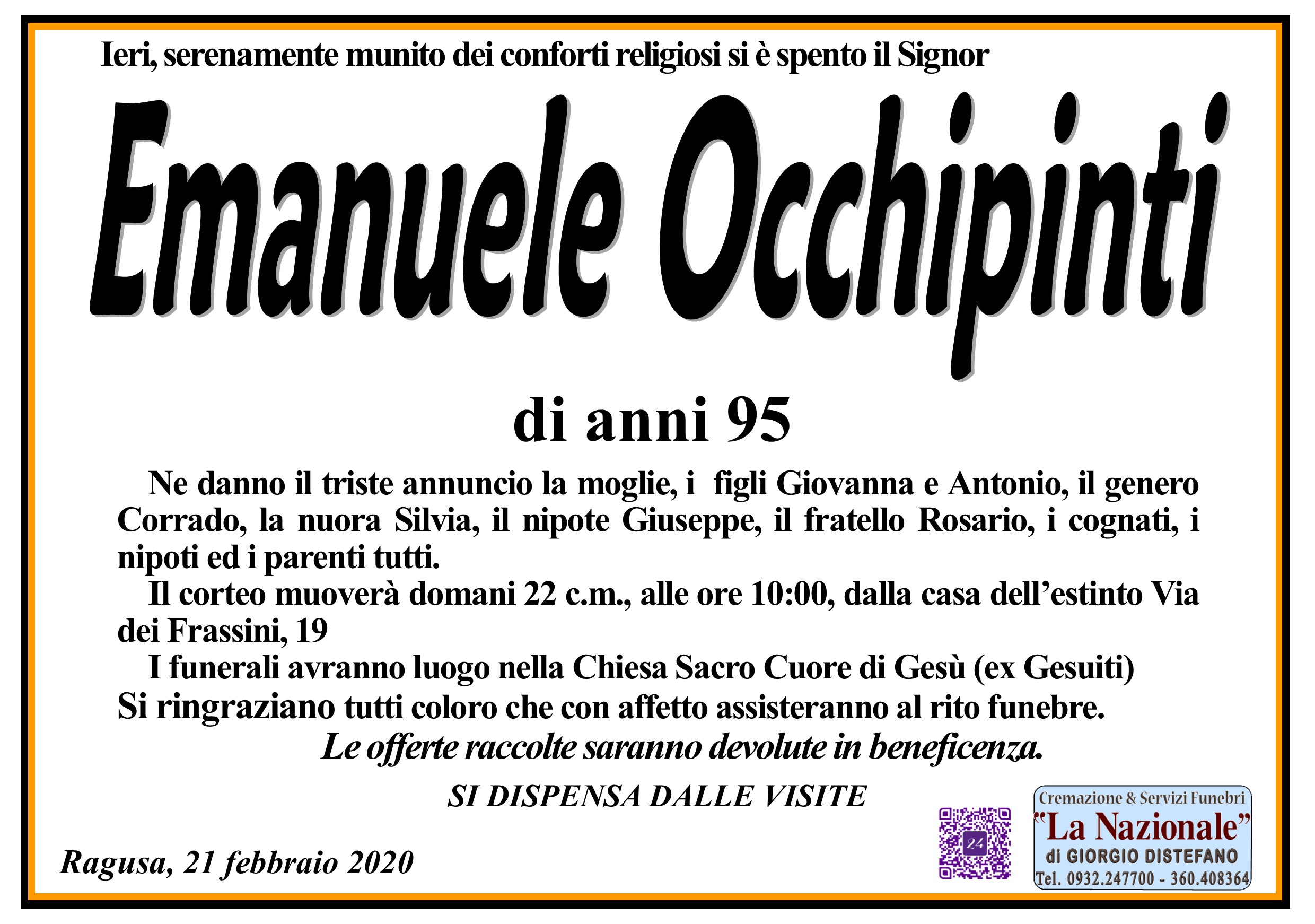 Necrologi: Emanuele Occhipinti