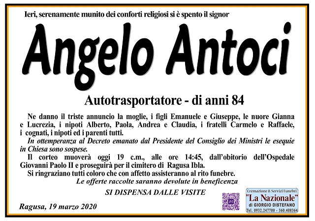 Necrologi: Angelo Antoci
