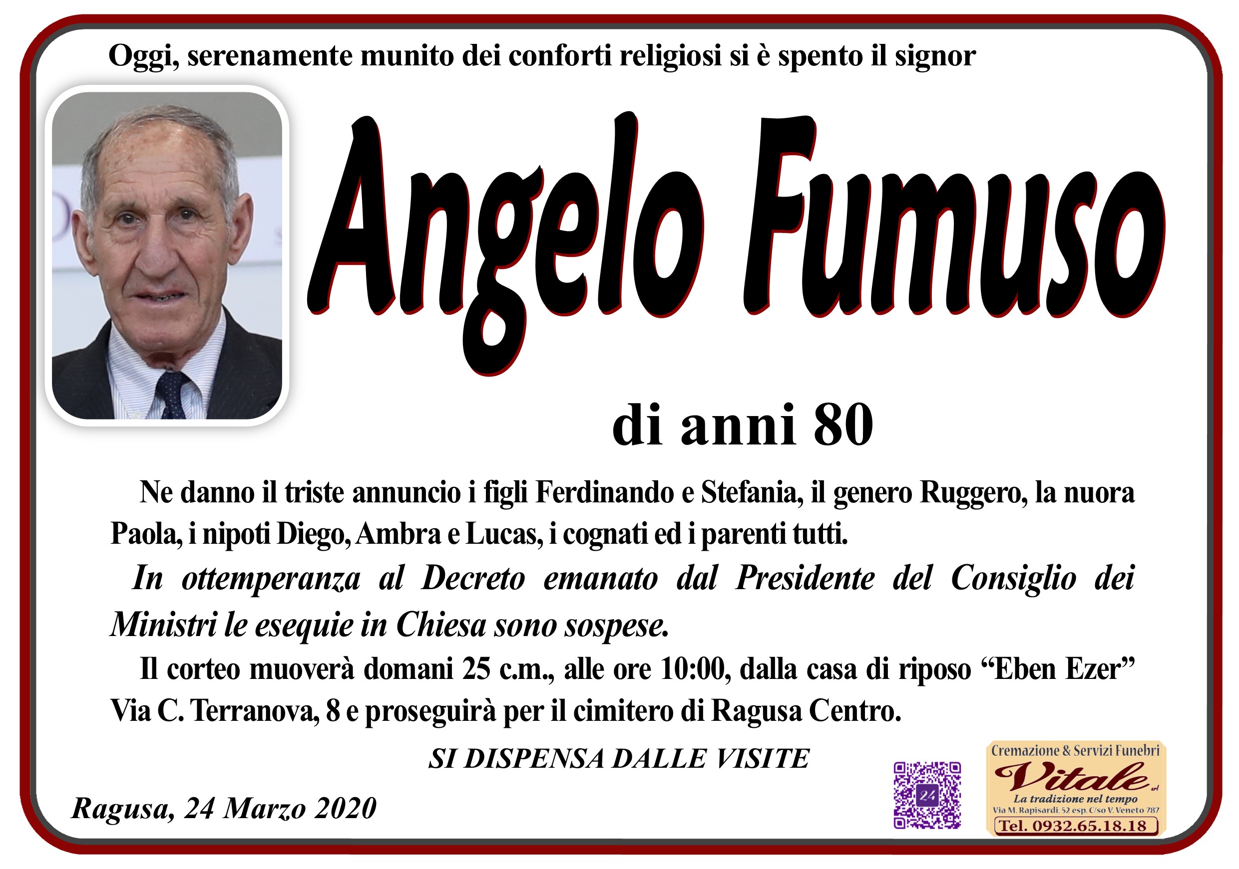 Necrologi: Angelo Fumuso
