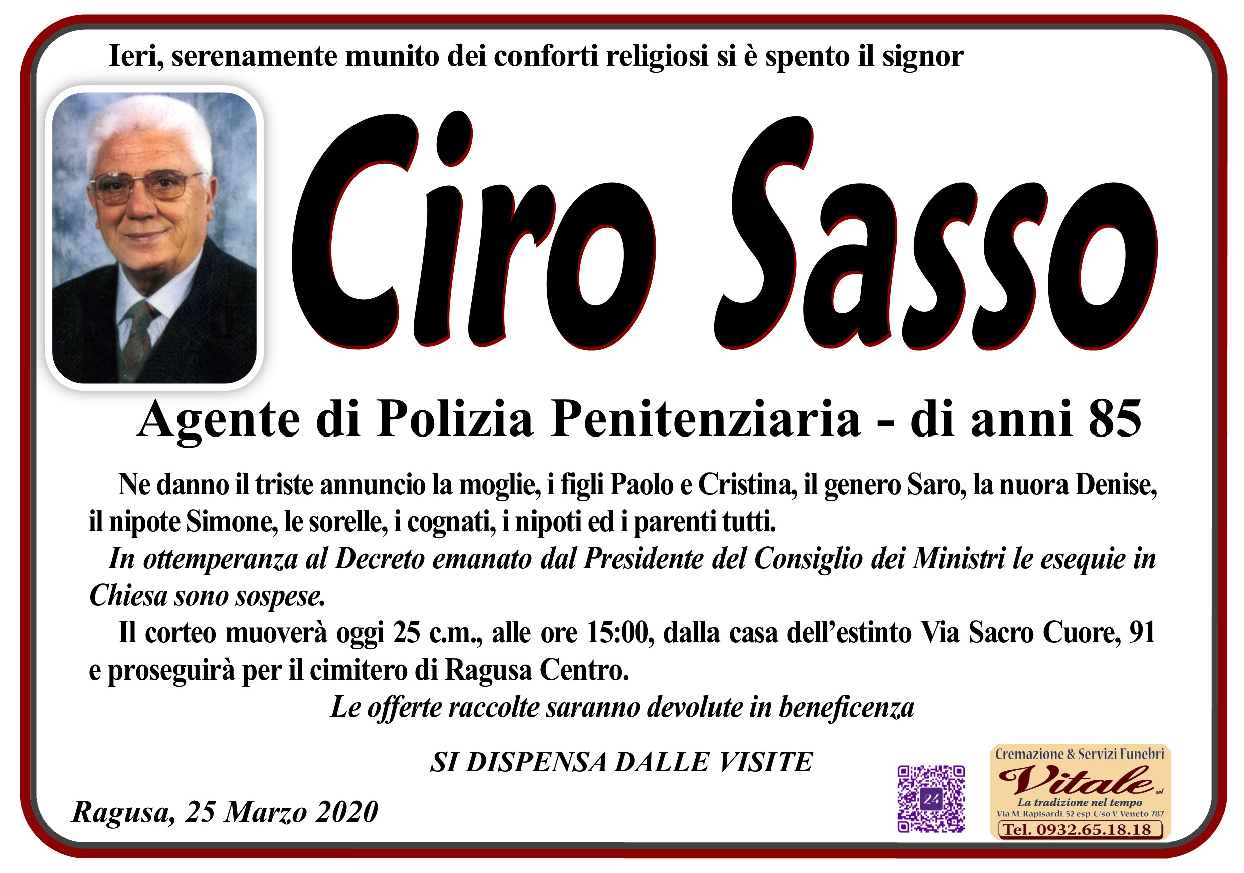 Necrologi: Ciro Sasso