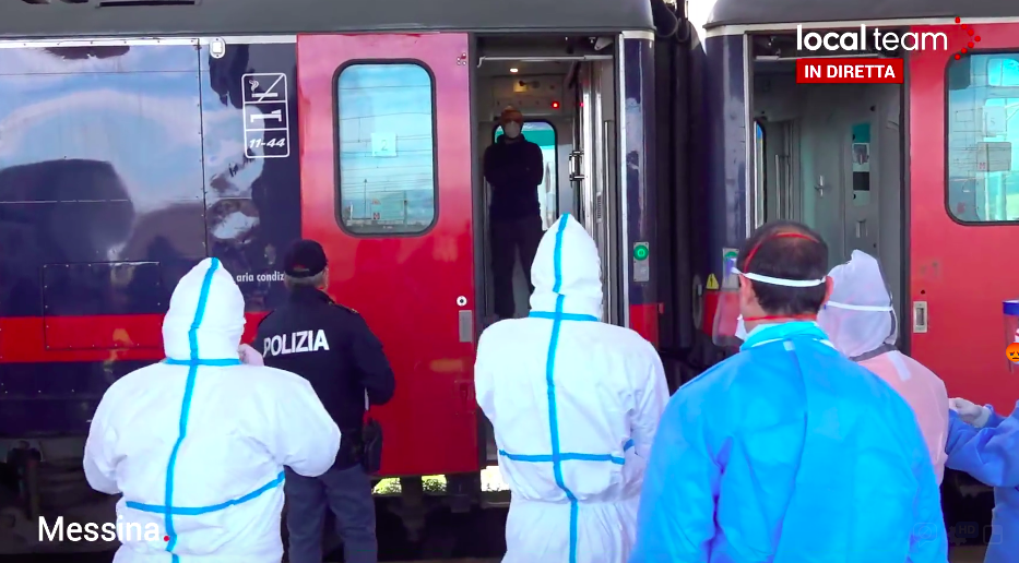Coronavirus: treno da Nord arrivato a Messina. Controlli avviati. DIRETTA VIDEO