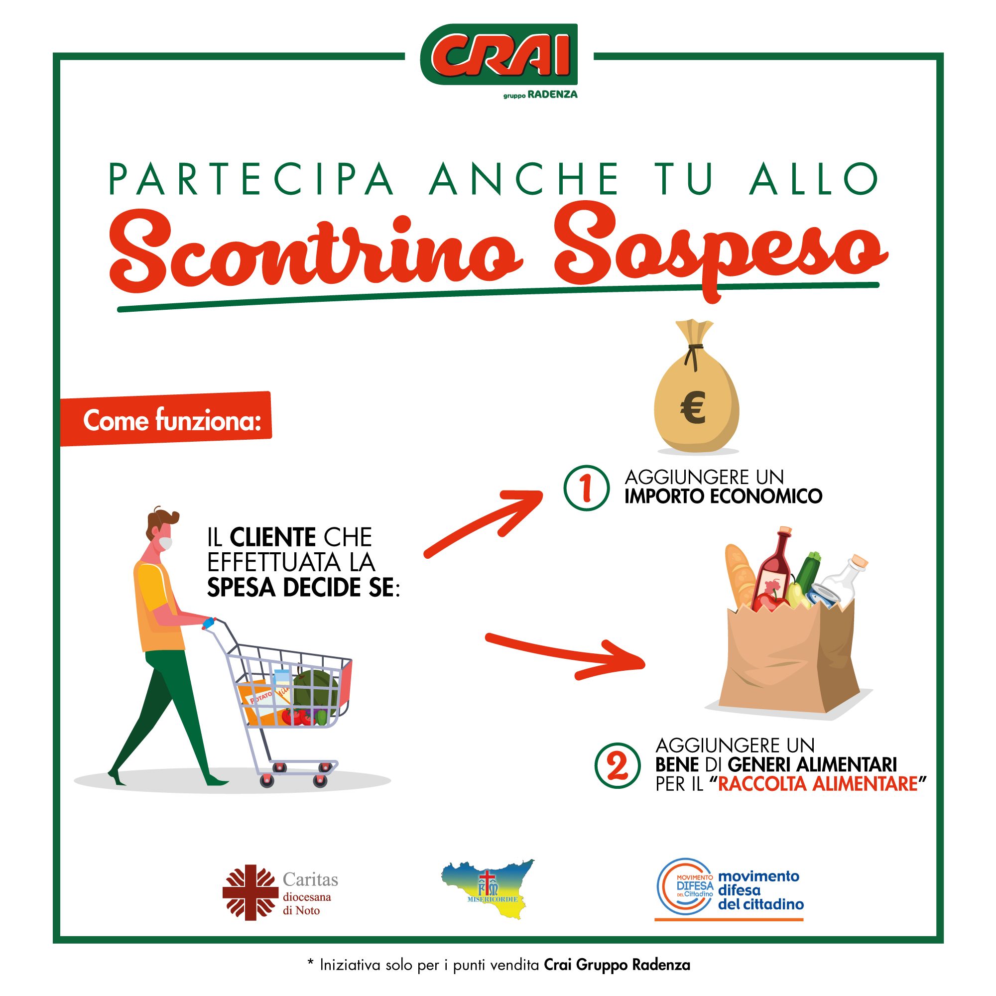 Crai Gruppo Radenza aderisce all’iniziativa dello scontrino sospeso e della raccolta alimentare