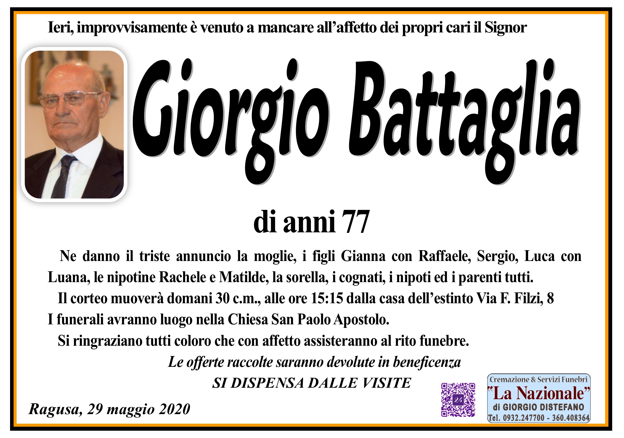Necrologi: Giorgio Battaglia