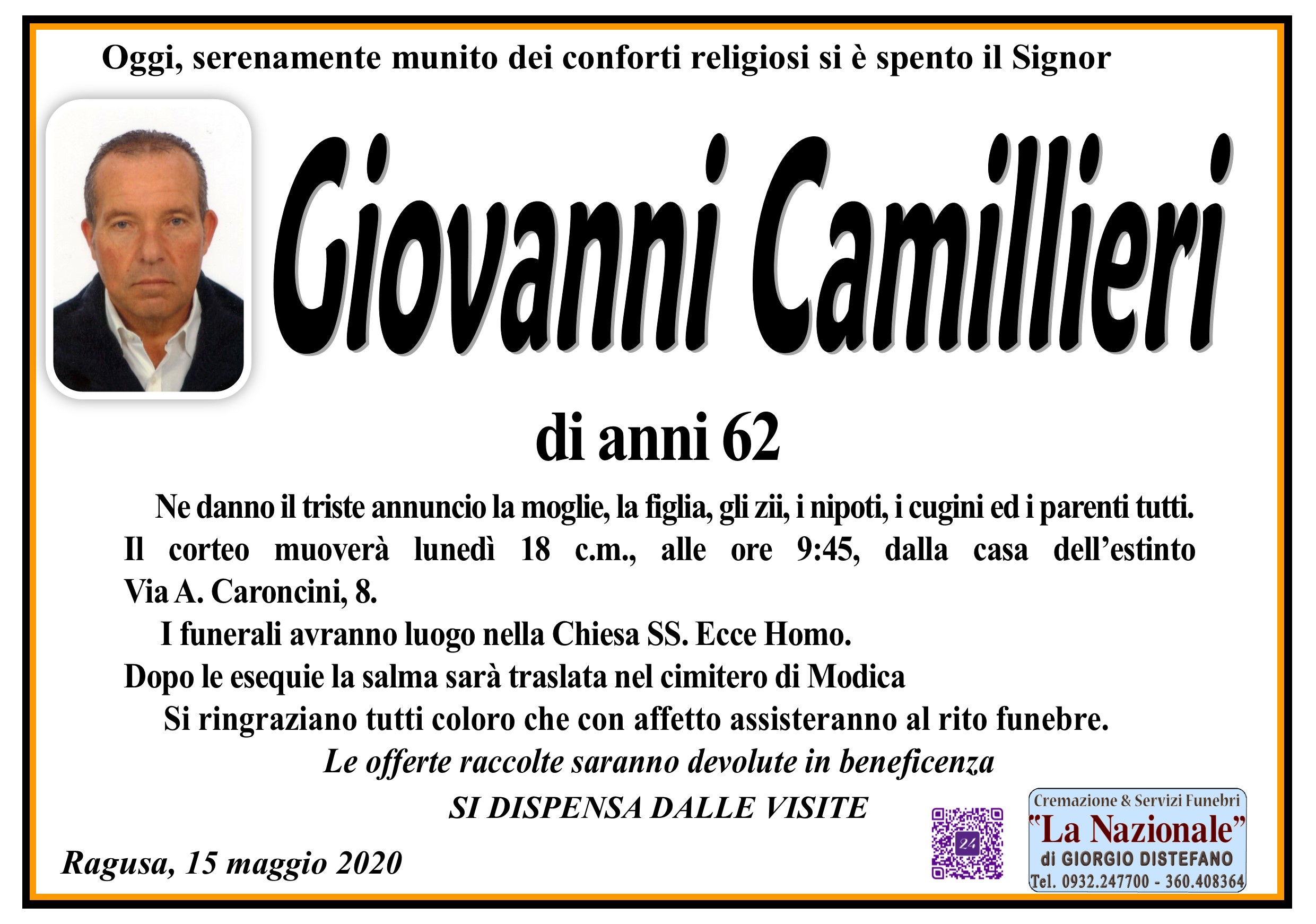 Necrologi: Giovanni Camillieri