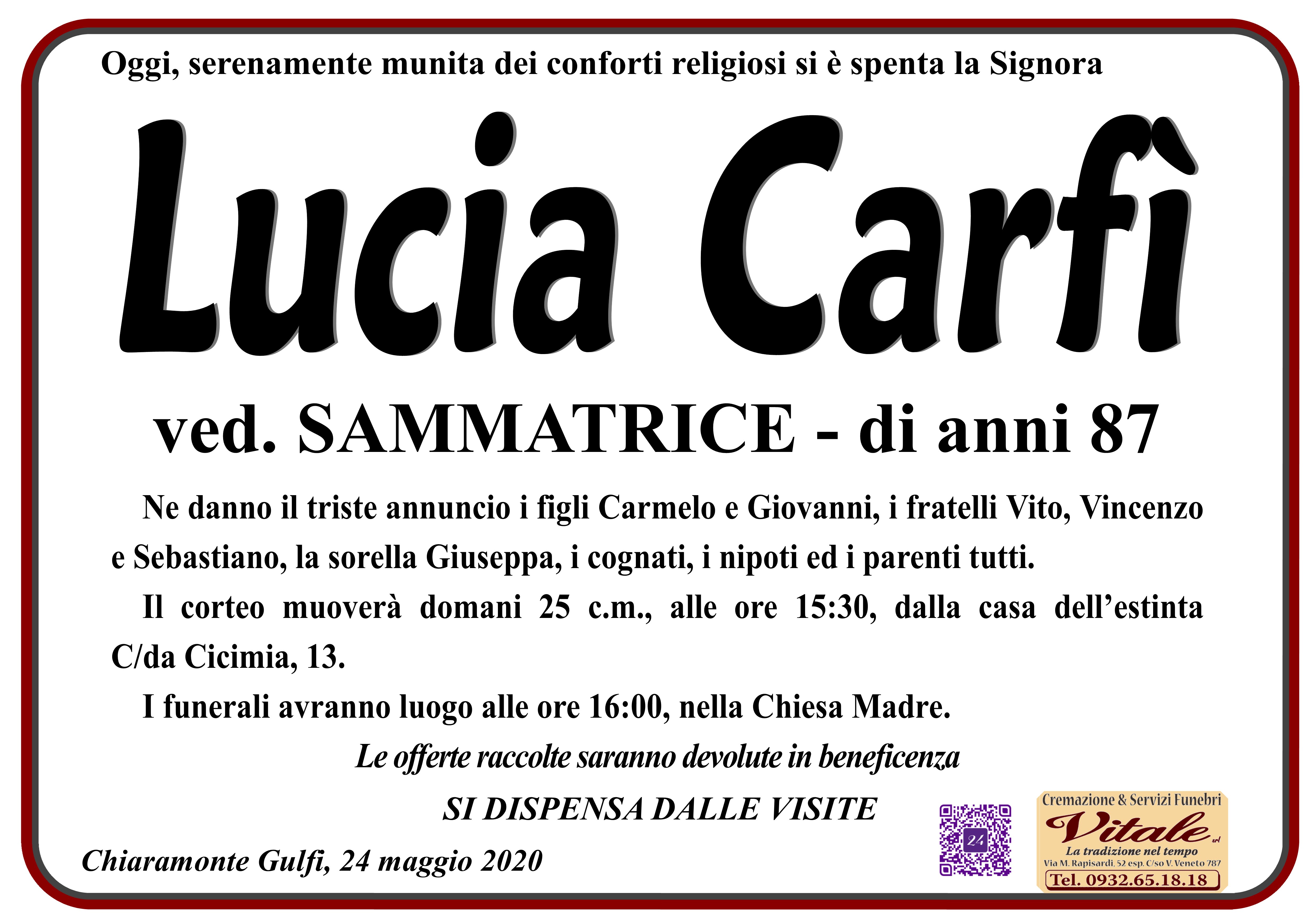Necrologi: Lucia Carfì