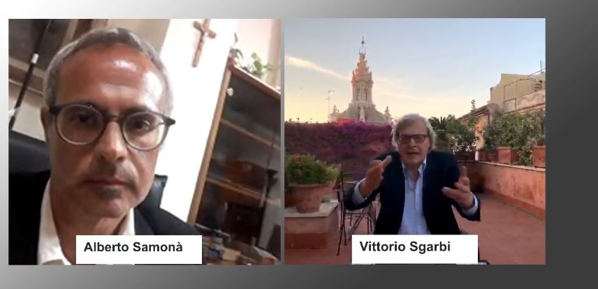 Sgarbi, in diretta da Modica, dialoga con il neo assessore alla cultura leghista, Samonà. VIDEO