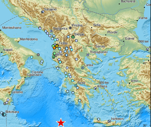 Terremoto nella notte di magnitudo 5.8, avvertito in  Sicilia, Calabria e Puglia.