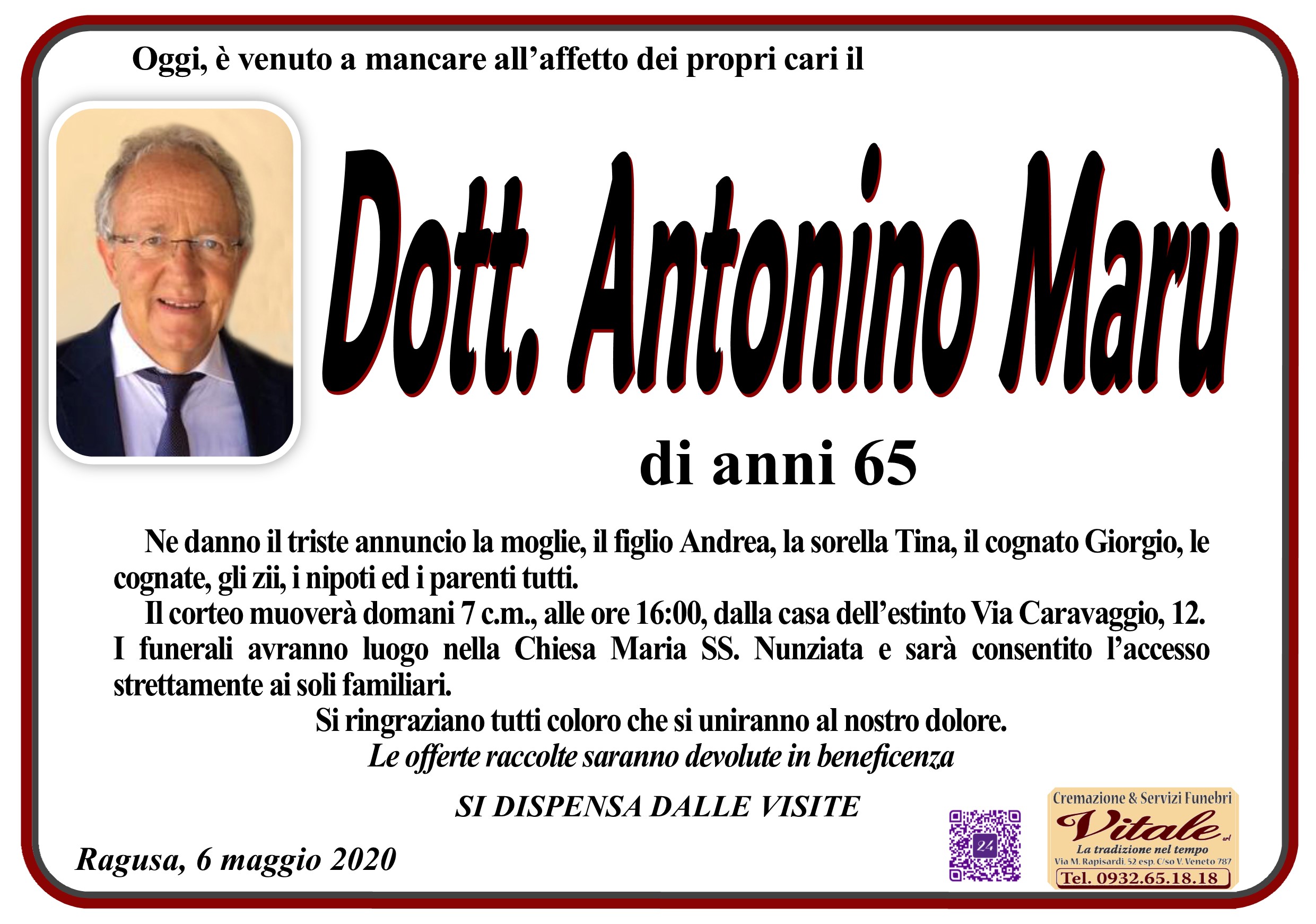 E’ morto lo psicologo Antonino Marù. Era anche un apprezzato attore amatoriale