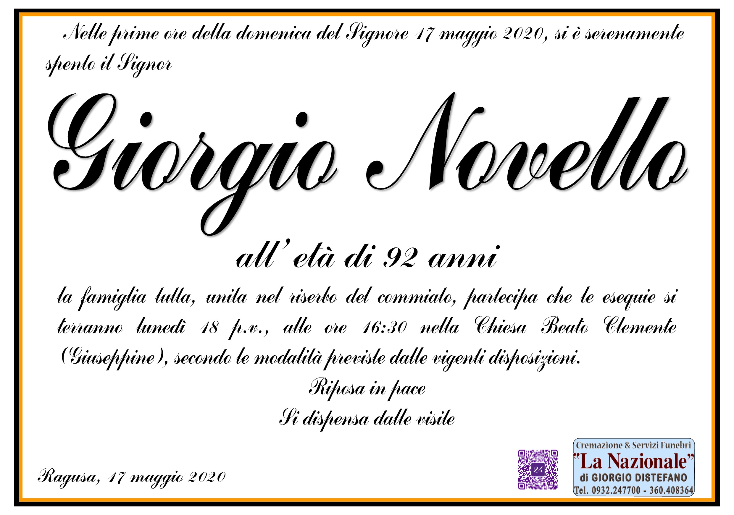 Necrologi: Giorgio Novello