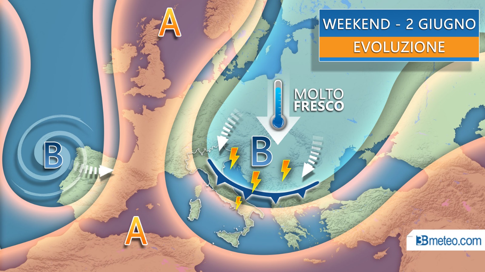 Meteo: ponte del 2 giugno. Tempo variabile, con sole e temporali, soprattutto a sud