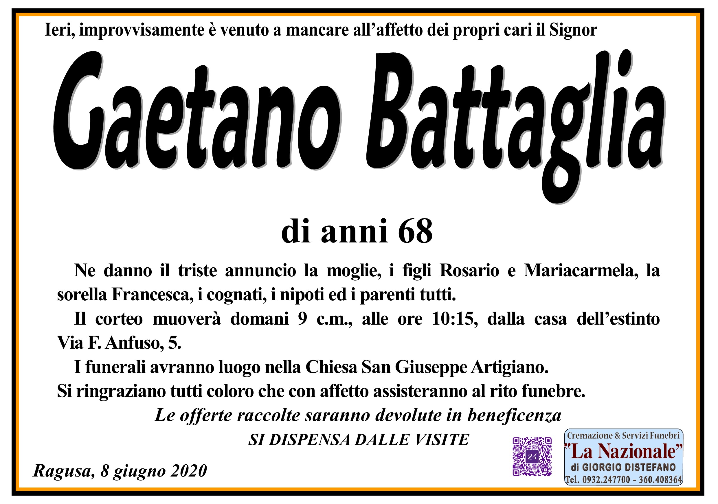 Necrologi: Gaetano Battaglia