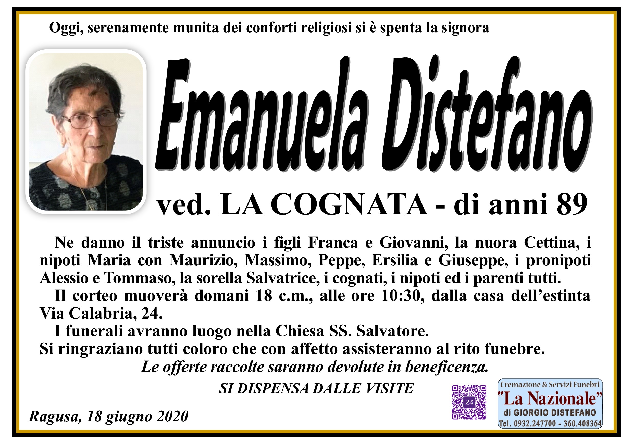 Necrologi: Emanuela Distefano