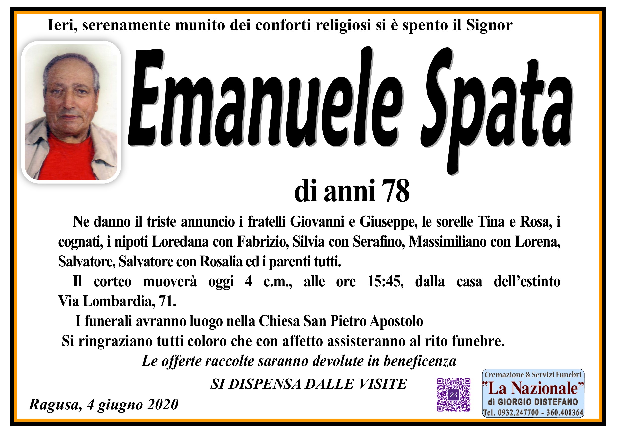 Necrologi: Emanuele Spata