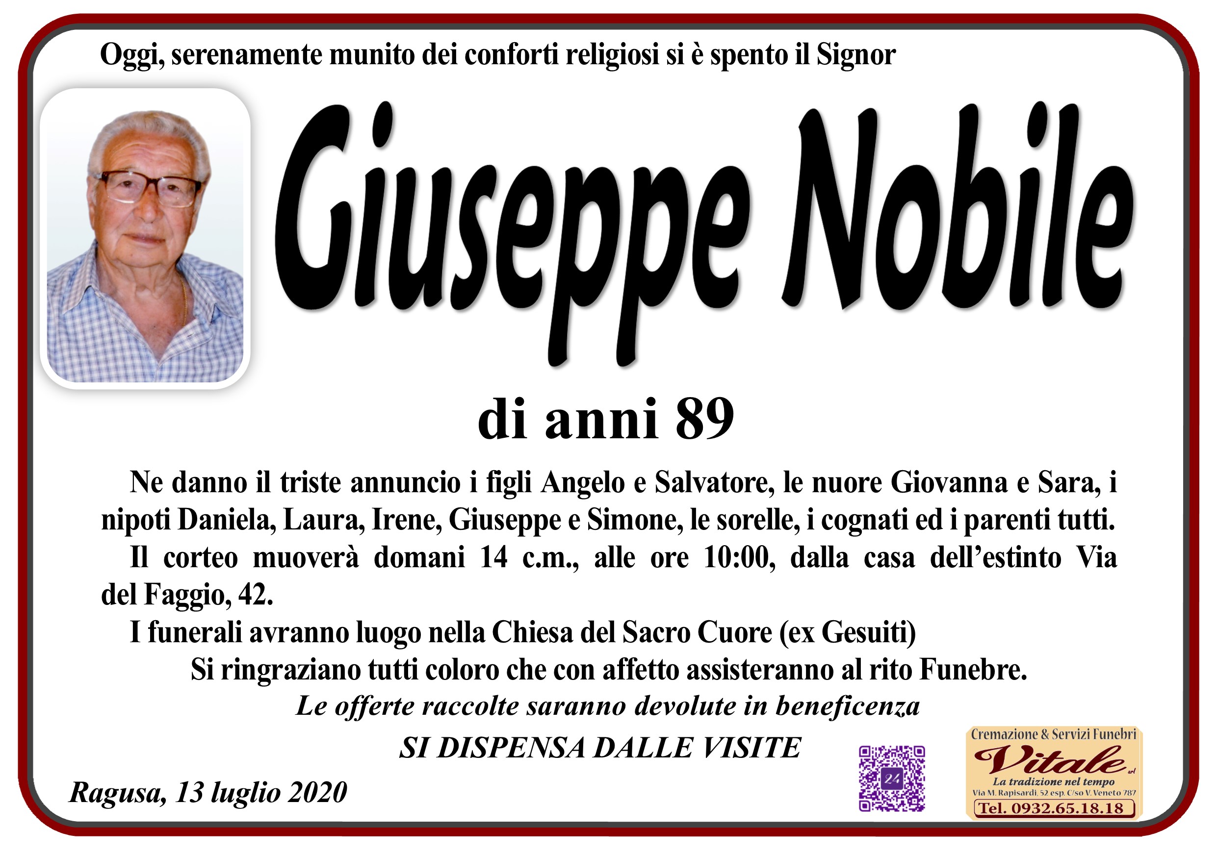 Necrologi: Giuseppe Nobile