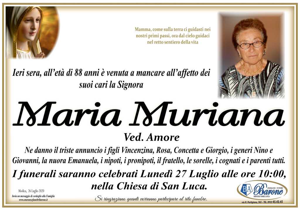 Necrologi: Maria Muriana - Ragusa Oggi