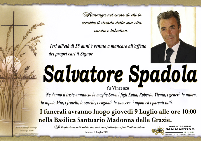 Necrologi: Salvatore Spadola - Ragusa Oggi