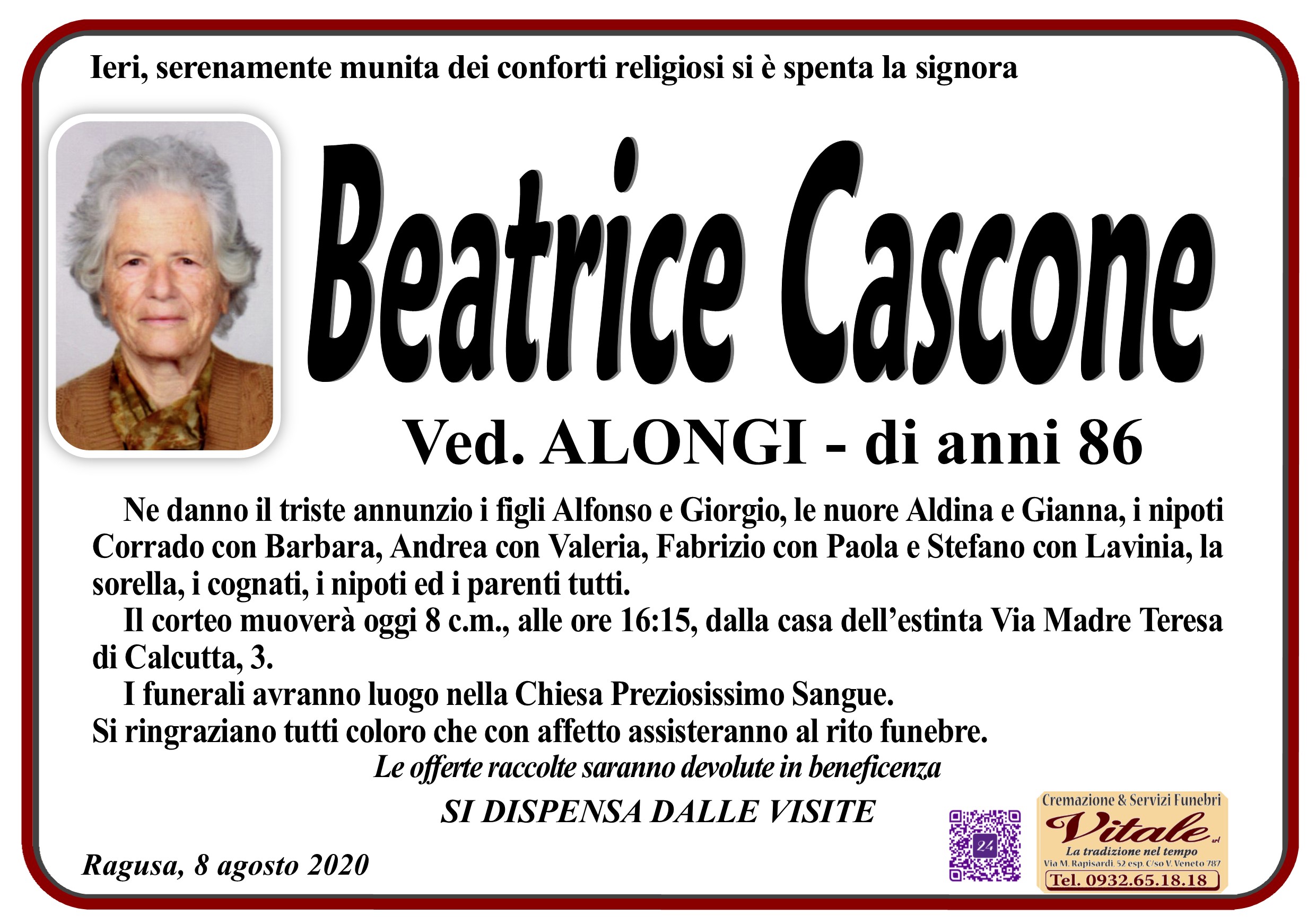 Necrologi: Beatrice Cascone