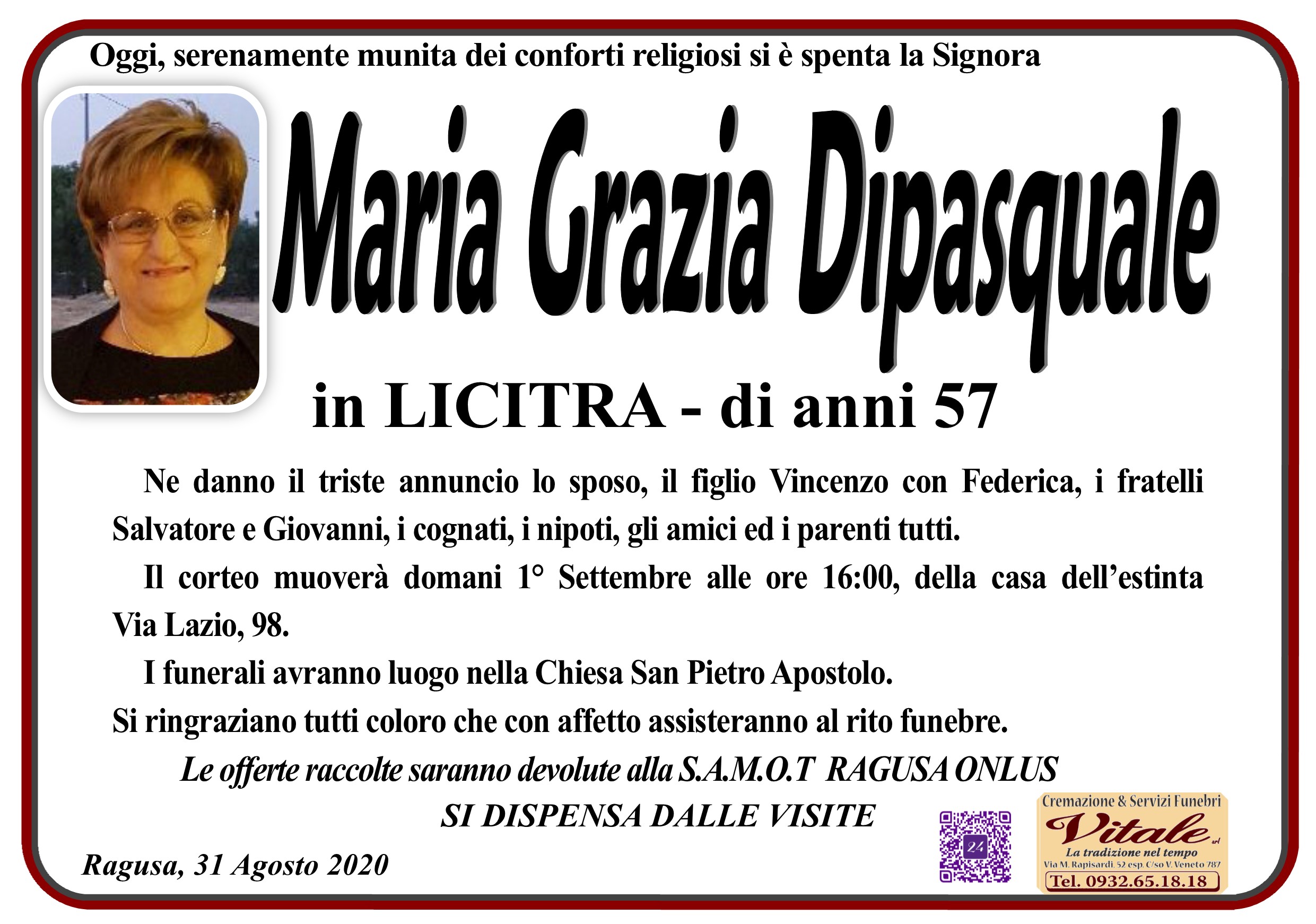 Necrologi: Maria Grazia Dipasquale