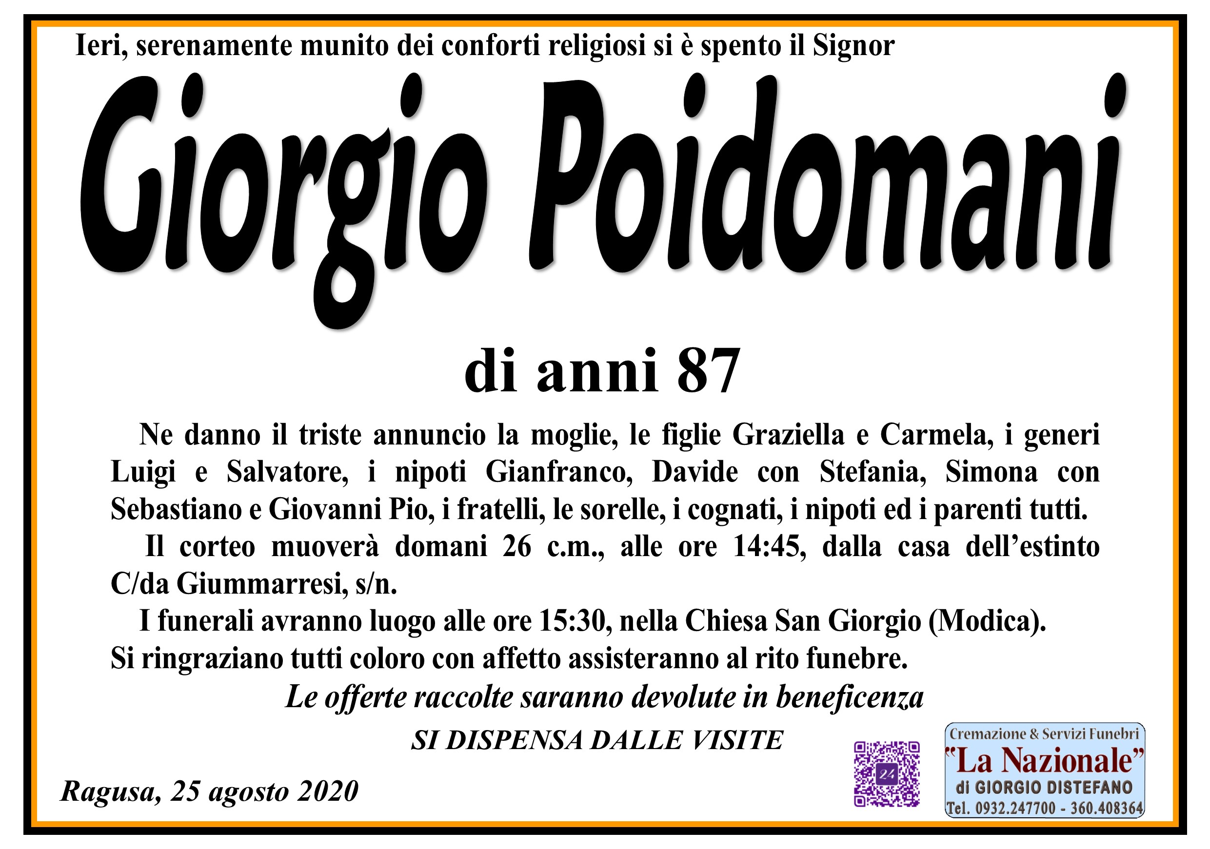 Necrologi: Giorgio Poidomani