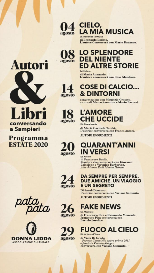 “Autori& Libri – Conversando a Sampieri”. Ecco il programma completo