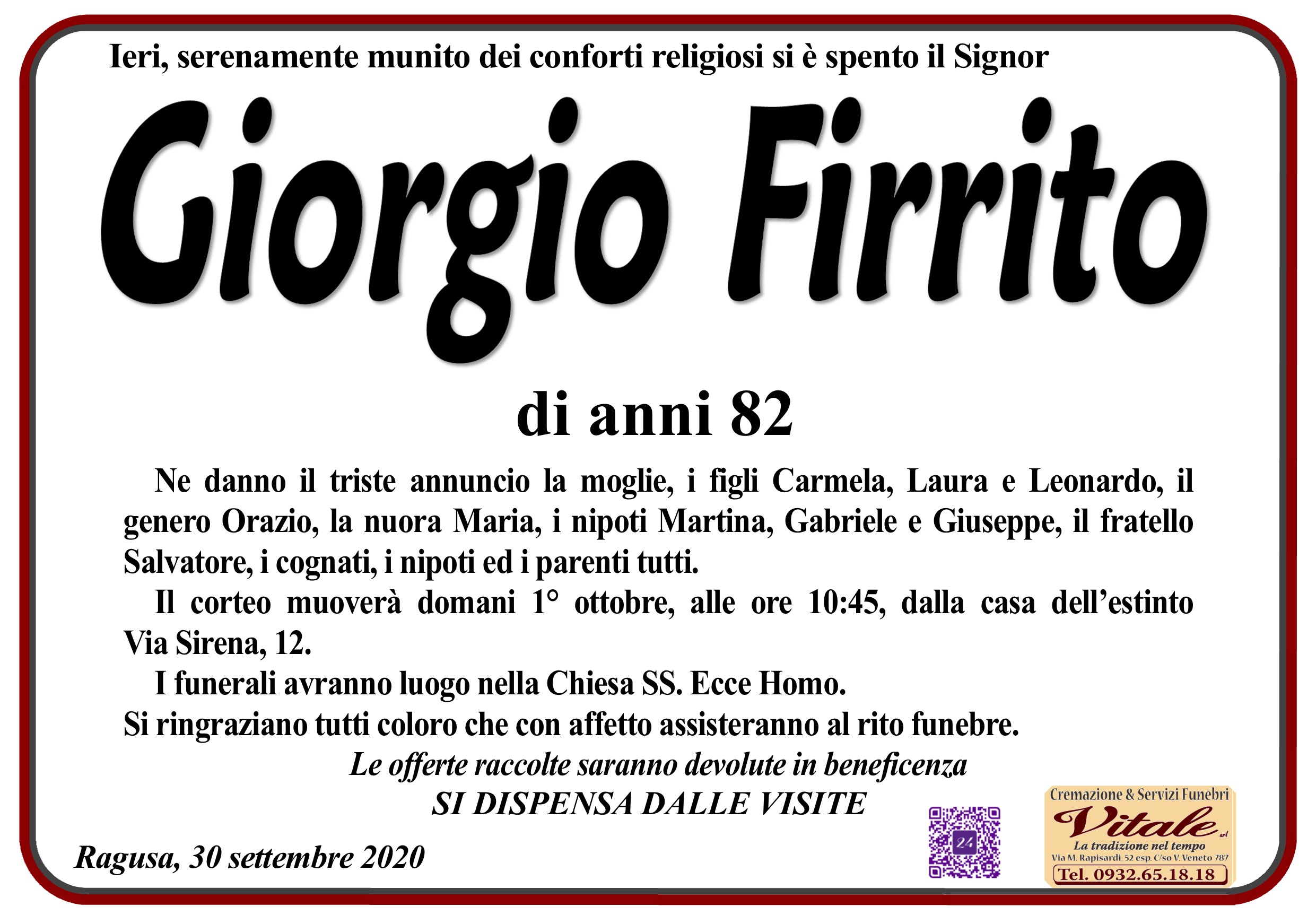 Necrologi: Giorgio Firrito