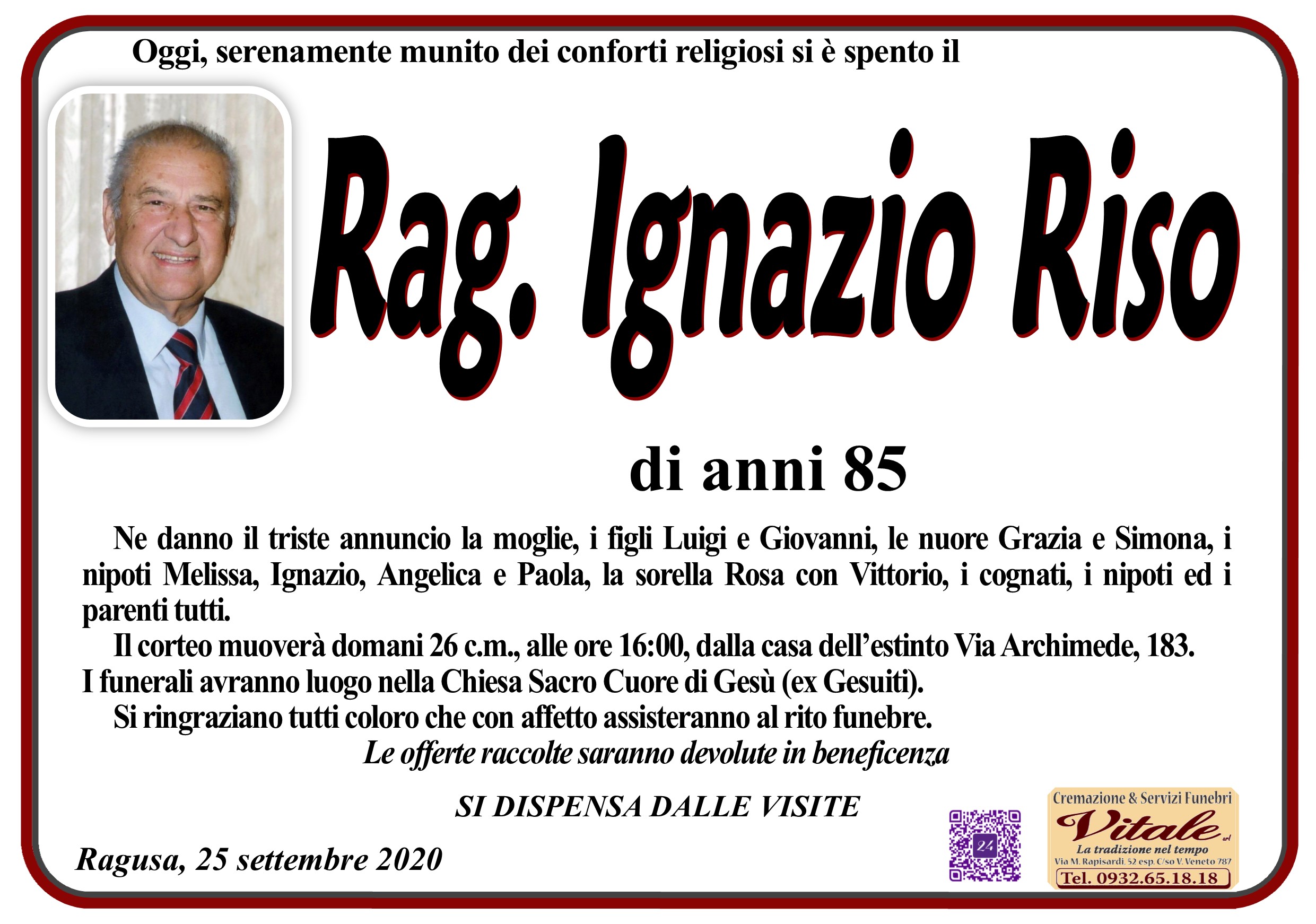 Necrologi: Ignazio Riso