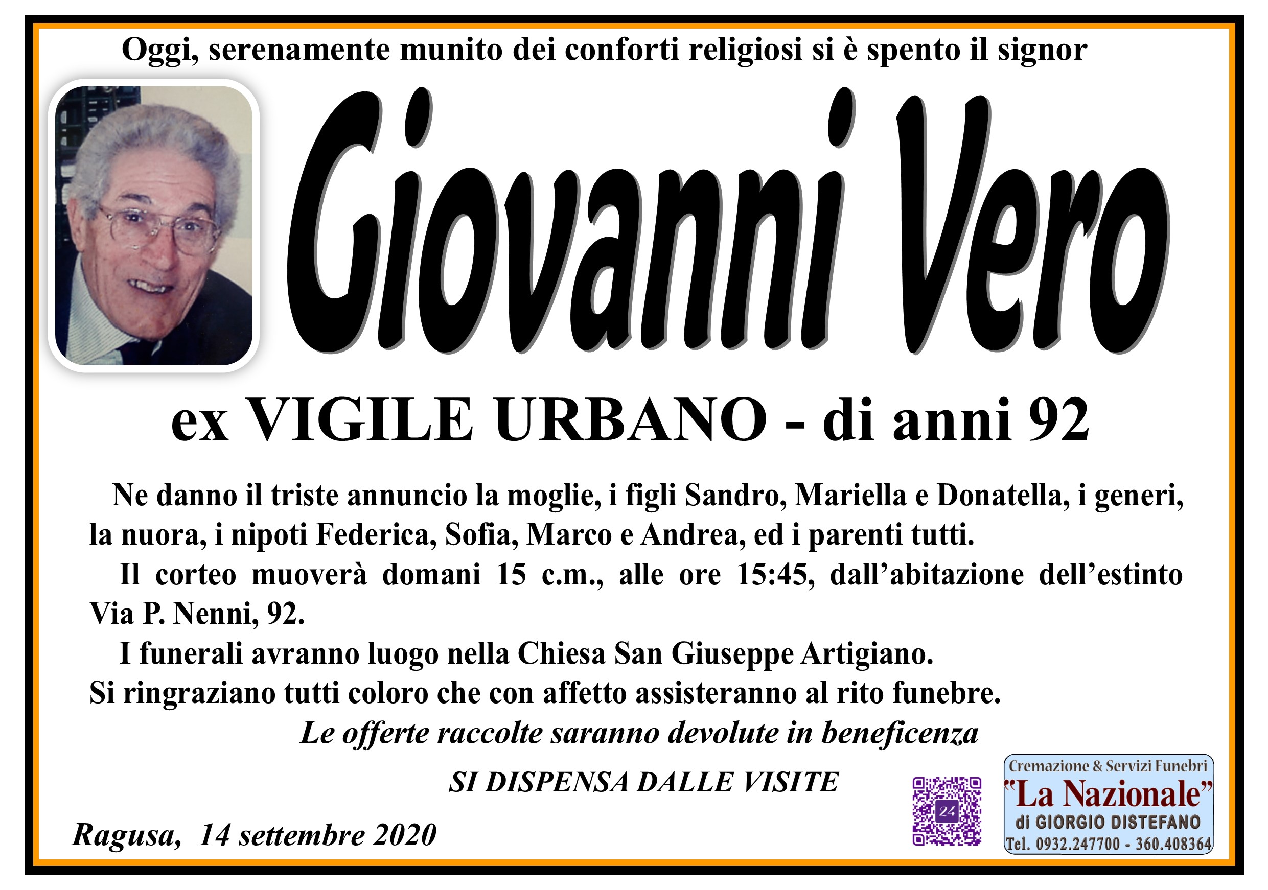 Necrologi: Giovanni Vero