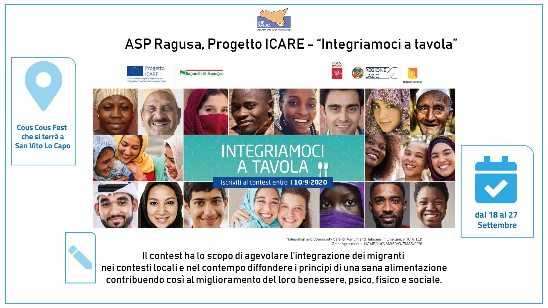Progetto ICARE: L’asp di Ragusa sarà presente al Cous Cous Fest di San Vito Lo Capo