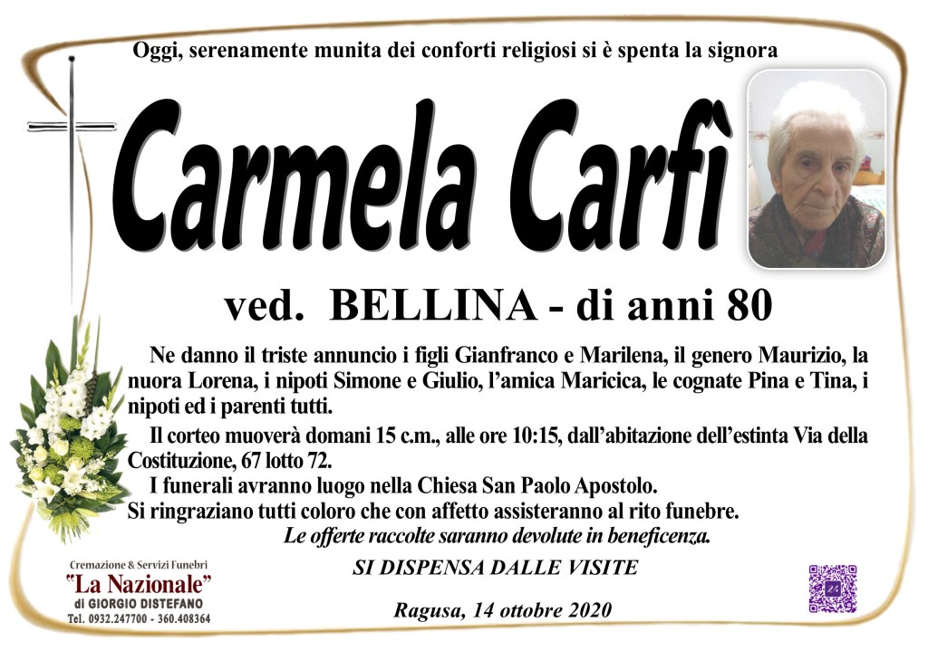 Necrologi: Carmela Carfì - Ragusa Oggi