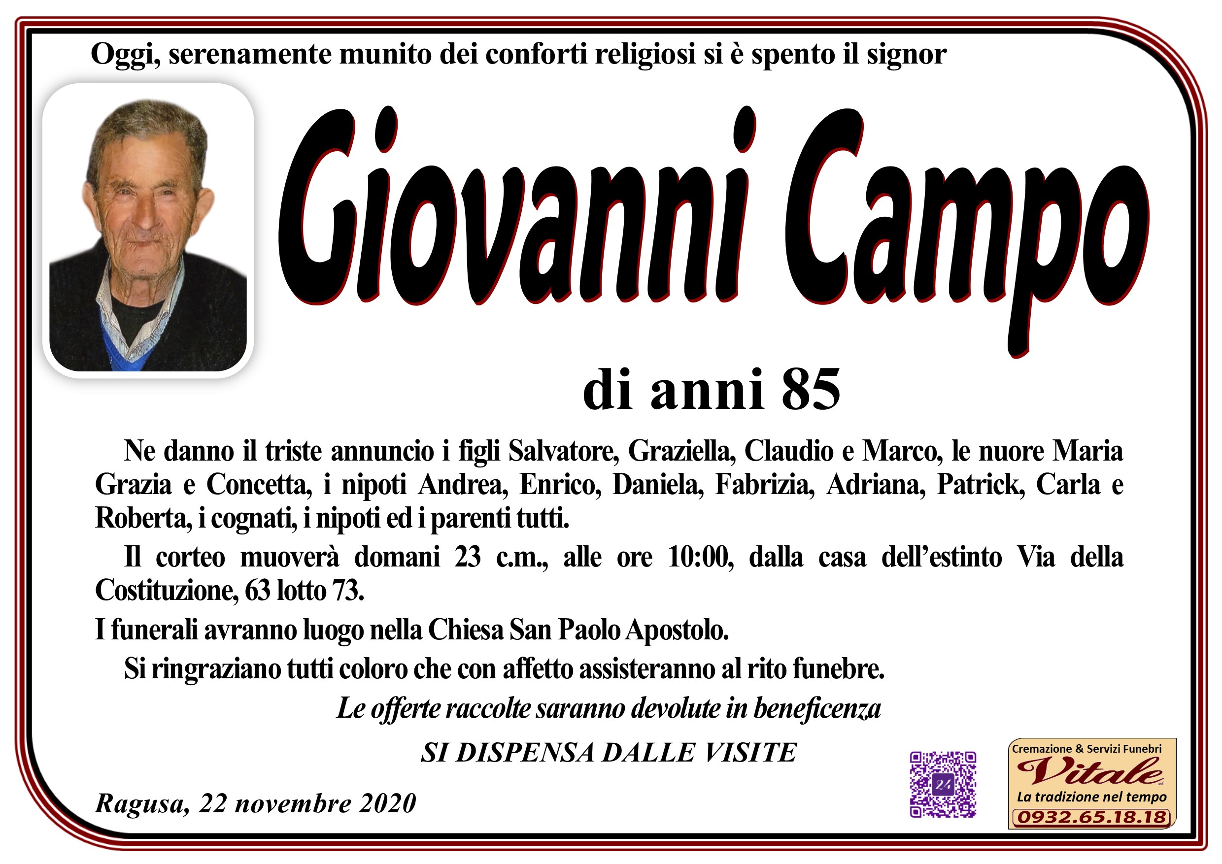 Necrologi – Giovanni Campo