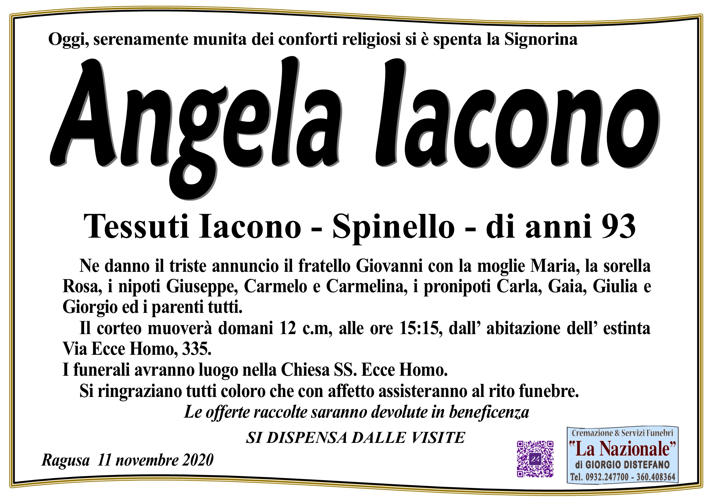 Necrologi: Angela Iacono