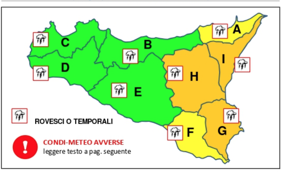 Allerta Gialla per l’area iblea per questo lunedì 23 novembre. Allarme Arancione per il Sud Est siciliano