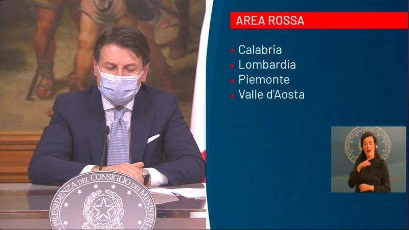 Covid, Conte: Calabria, Lombardia, Piemonte e Val d’Aosta zone rosse. Ecco cosa si puo’ fare e cosa no.